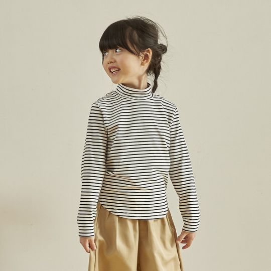 【25FW】ボーダープチハイネック L/S Tシャツ / ブラックボーダー