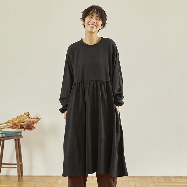 【25FW】ギャザーワンピース / チャコールグレー