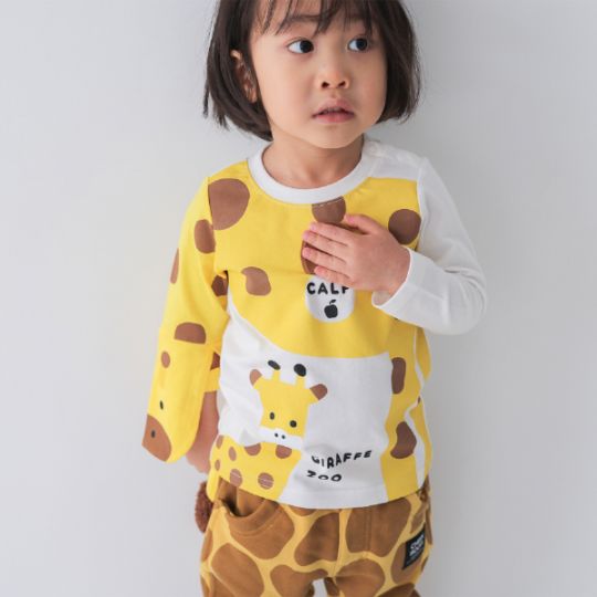 【25FW】きりんの親子 ロングＴシャツ / ブルー