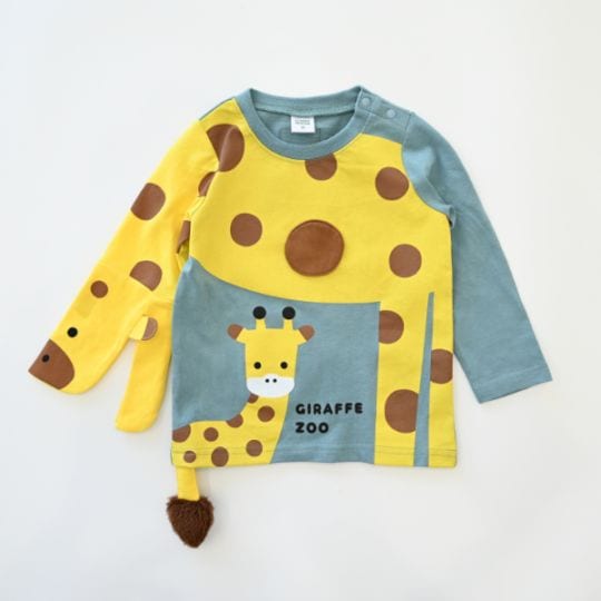 【25FW】きりんの親子 ロングＴシャツ / ブルー