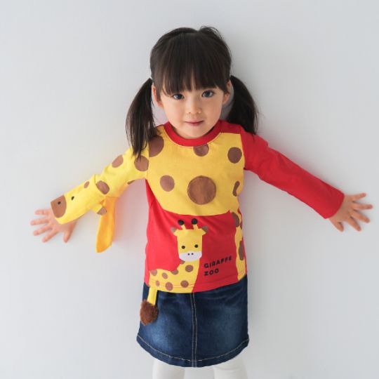 【25FW】きりんの親子 ロングＴシャツ / レッド