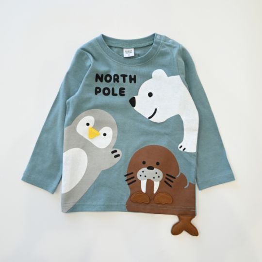 【25FW】北極南極動物 ロングＴシャツ / ブルー