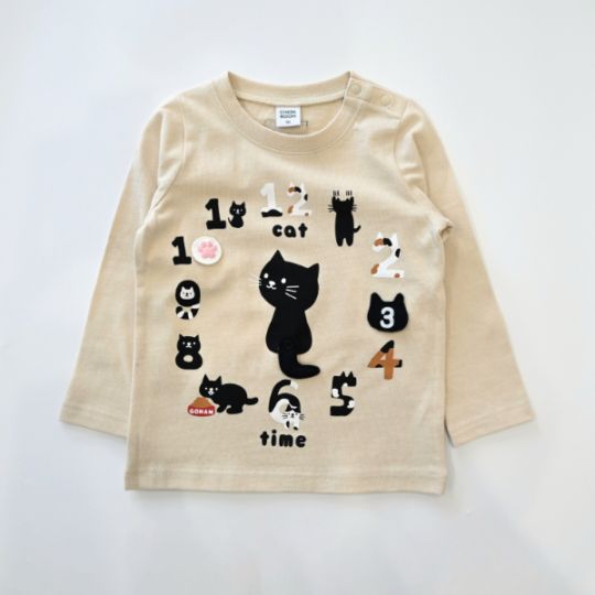 【25FW】ねこ時計 ロングＴシャツ / ラベンダー