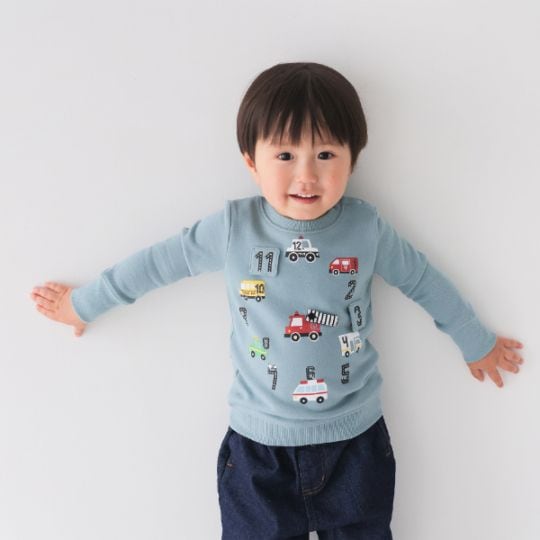 【25FW】働く車の時計 トレーナー / グレー