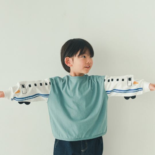 【25FW】新幹線袖 ロングＴシャツ / ブルー