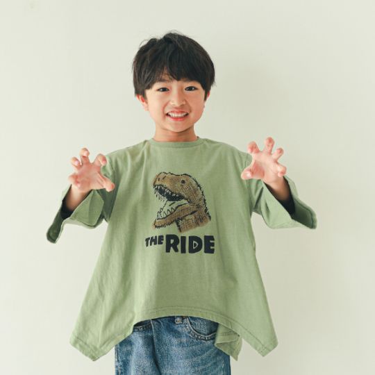 【25FW】恐竜なりきり ロングＴシャツ / ブルー