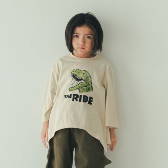 【25FW】恐竜なりきり ロングＴシャツ / オリーブ