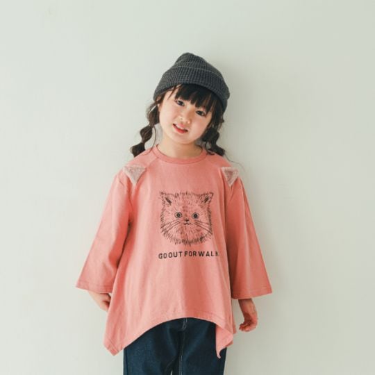 【25FW】ねこ ロングＴシャツ / カメオブラウン