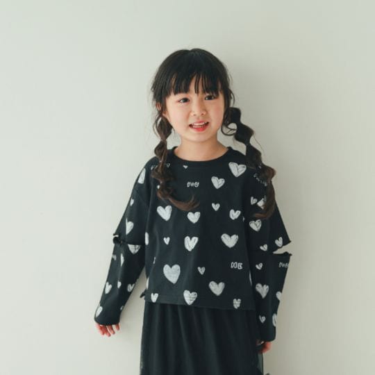 【25FW】ハート ロングＴシャツ / ブラック