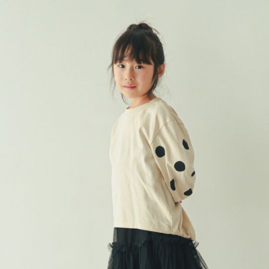 【25FW】袖バルーンドット ロングＴシャツ / ブラック