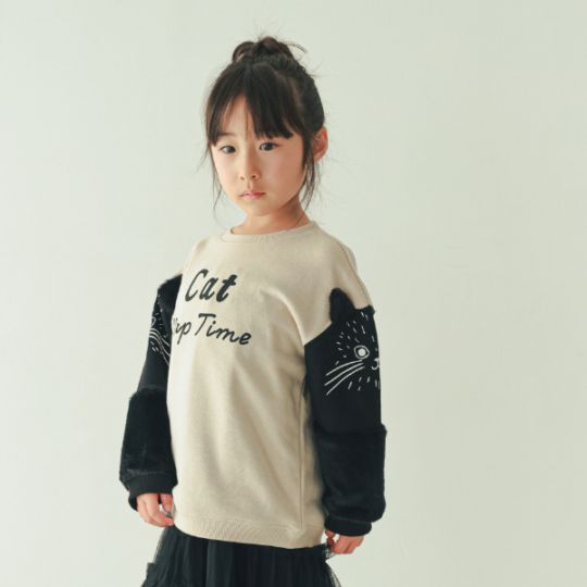 【25FW】猫袖 トレーナー / ブラック