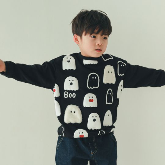 【25FW】おばけ柄 トレーナー / ブラック