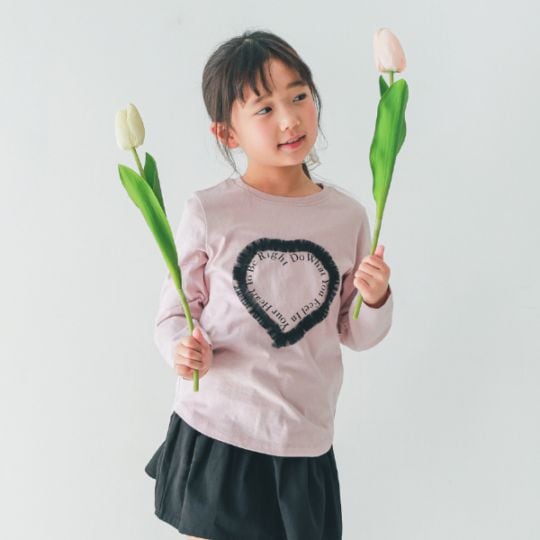 【25FW】Heart チュールロングＴシャツ / ピンク