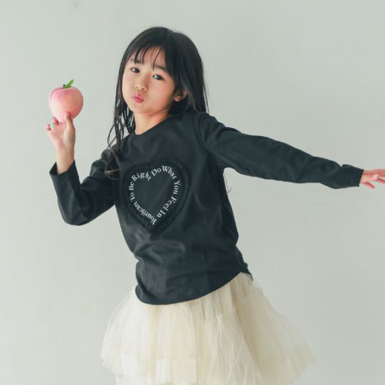 【25FW】Heart チュールロングＴシャツ / ブラック