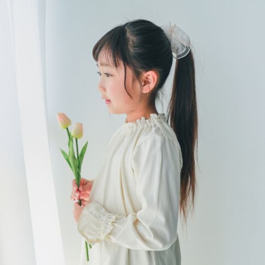 【25FW】フリル ロングＴシャツ / ブラック