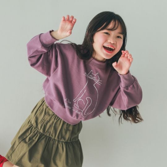 【25FW】cat ドルマンショートトレーナー / ラベンダー