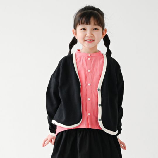 【25FW】配色 ドルマンカーディガン / ブラック