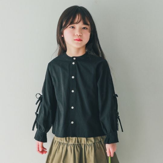 【25FW】リボン ボックスシャツ / ブラック