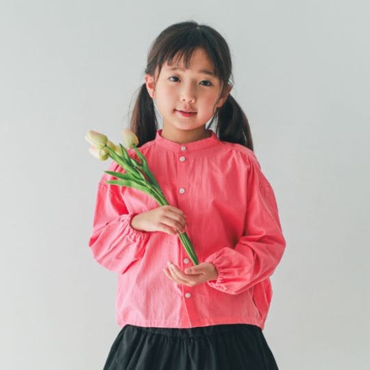 【25FW】バルーン ギャザーブラウス / サーモンピンク