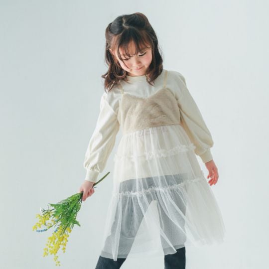 【25FW】ファー チュールワンピース / アイボリー