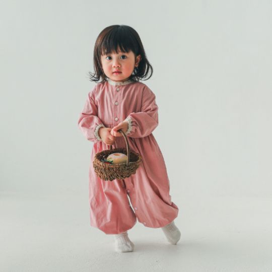 【25FW】配色 ギャザーロンパース / ブラック