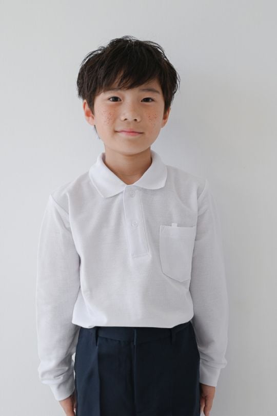【定番】長袖ボーイズ スクールポロシャツ / オフホワイト