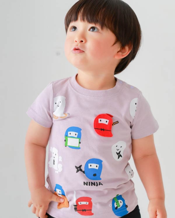 【チークルーム】おばけ忍者Ｔシャツ / ブラック
