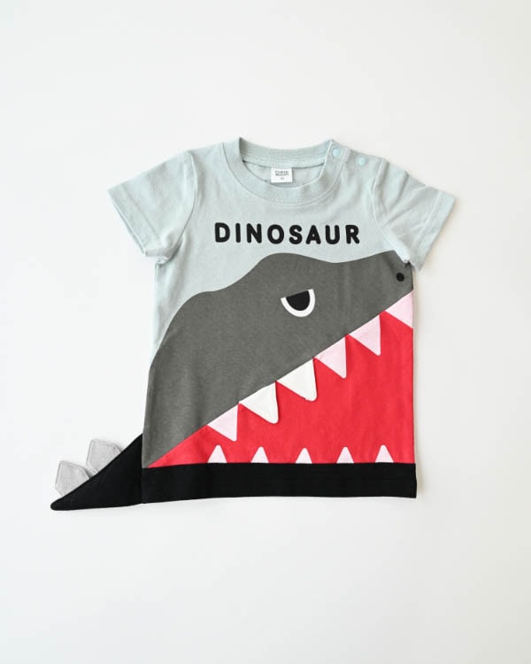 【チークルーム】恐竜歯磨きＴシャツ / サックス