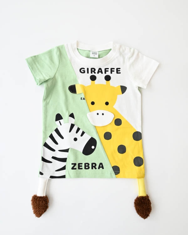 【チークルーム】きりんとしまうまＴシャツ / ピンク