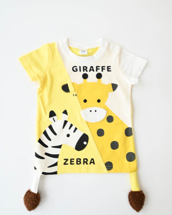 【チークルーム】きりんとしまうまＴシャツ / ピンク