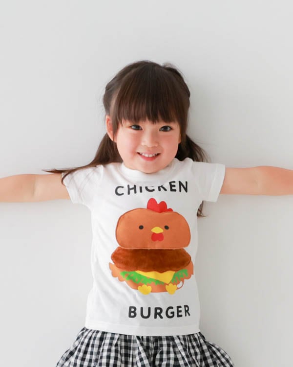 【チークルーム】チキンバーガーTシャツ / サックス