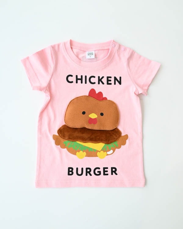 【チークルーム】チキンバーガーTシャツ / サックス