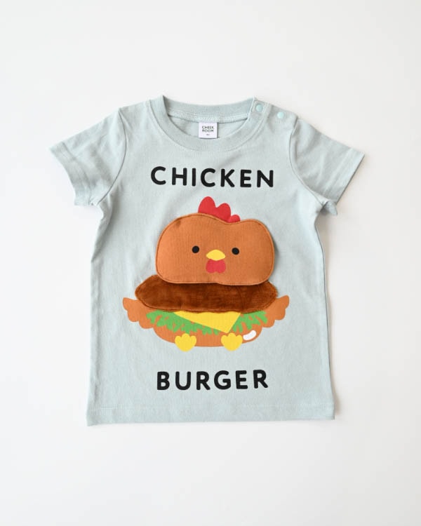 【チークルーム】チキンバーガーTシャツ / サックス