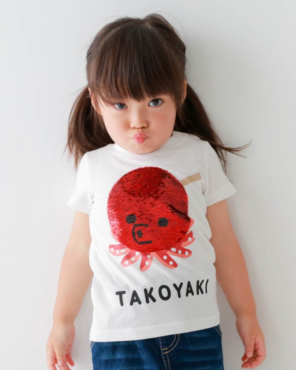 【26PS先行販売】スパンコールたこ焼きTシャツ / オフホワイト