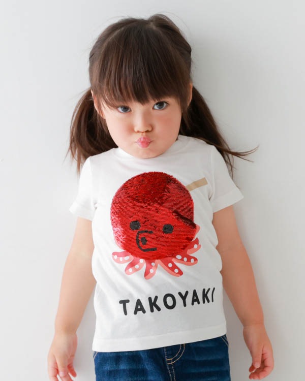 【チークルーム】スパンコールたこ焼きTシャツ / イエロー