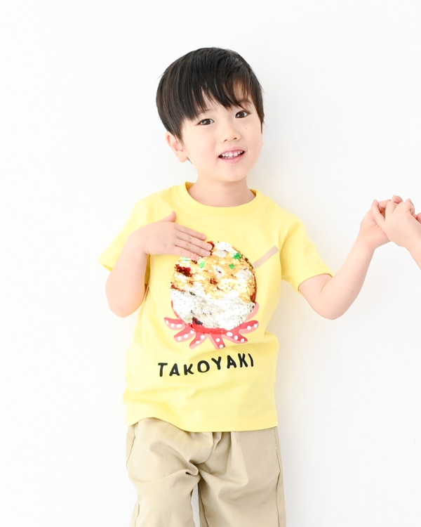 【チークルーム】スパンコールたこ焼きTシャツ / イエロー