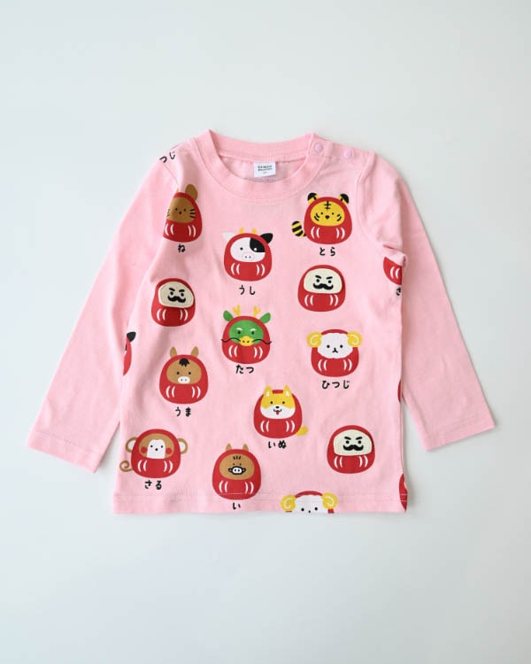【26PS先行販売】干支だるまロングＴシャツ / ピンク