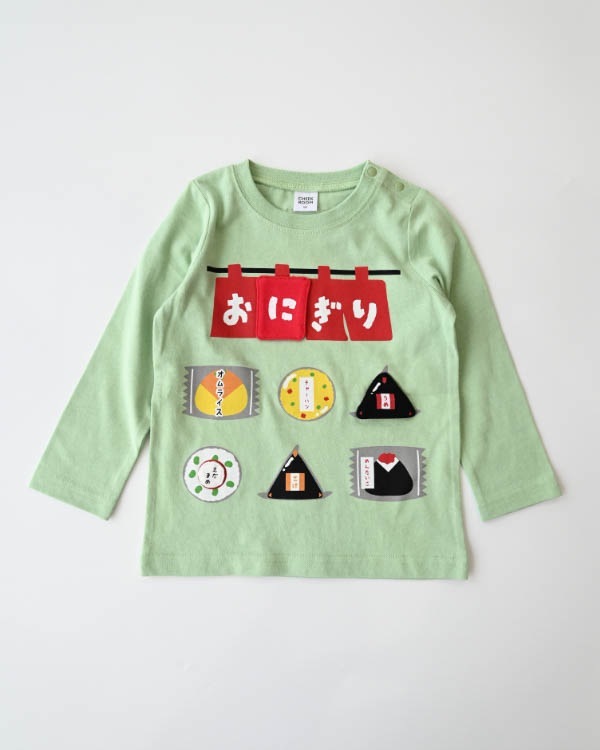 【チークルーム】おにぎり屋さんロングＴシャツ / サックス