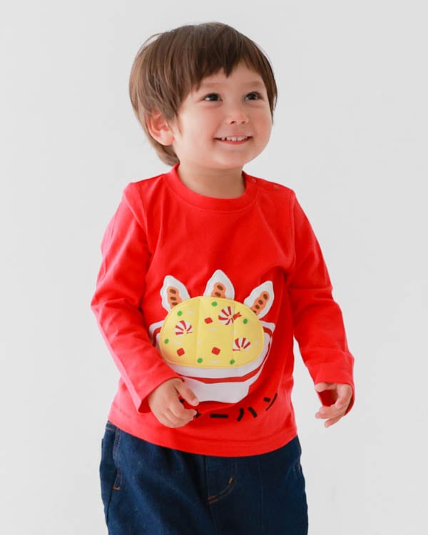 【チークルーム】エビチャーハンロングＴシャツ / ブラック