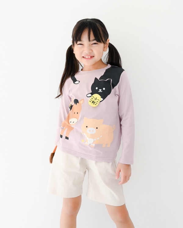 【チークルーム】ことわざロングＴシャツ / ラベンダー