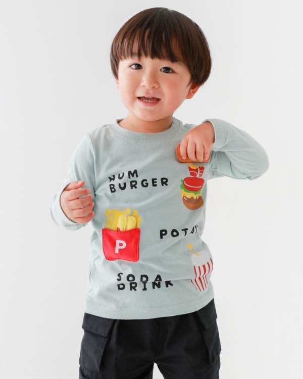 【26PS先行販売/12月下旬頃発送予定】キッズセットロングＴシャツ / サックス