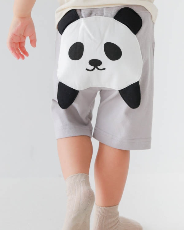 【チークルーム】パンダハーフパンツ / グレー