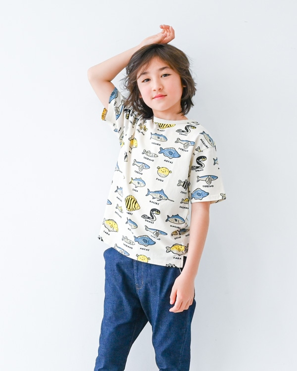 【ニコフラート】いろんな魚Ｔシャツ / アイボリー