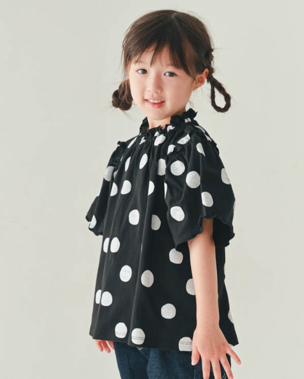 【ニコフラート】ドットギャザーＴシャツ / アイボリー