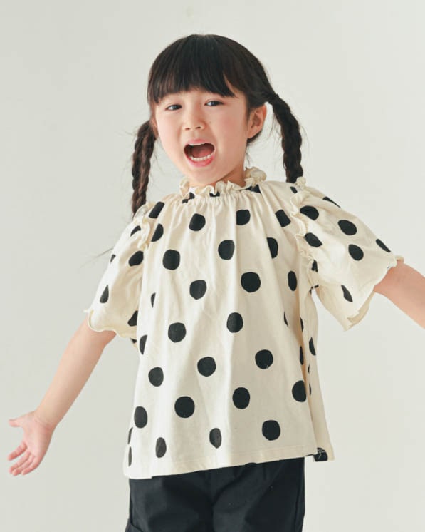 【26PS先行販売】ドットギャザーＴシャツ / アイボリー