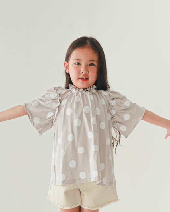 【26PS先行販売】ドットギャザーＴシャツ / グレー