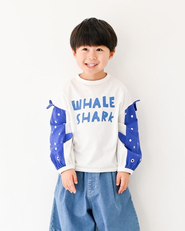 【ニコフラート】ジンベイザメ袖ロングＴシャツ / オフホワイト