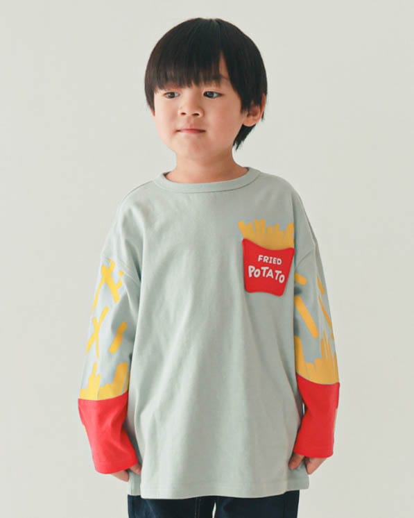 【26PS先行販売/12月下旬頃発送予定】ポテト袖ロングＴシャツ / サックス