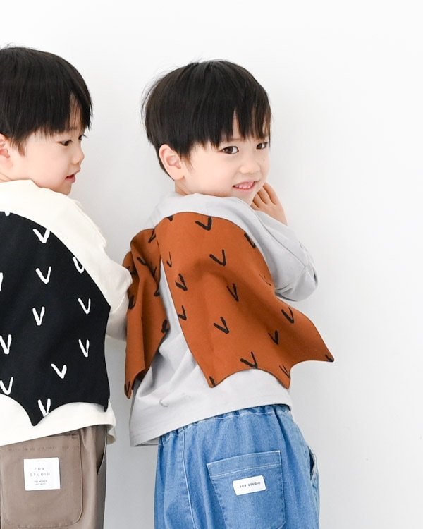 【ニコフラート】プテラノドンロングＴシャツ / グレー