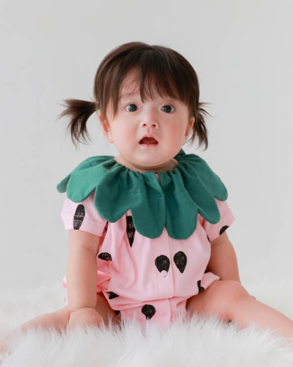 【26PS先行販売】いちごロンパース / ピンク